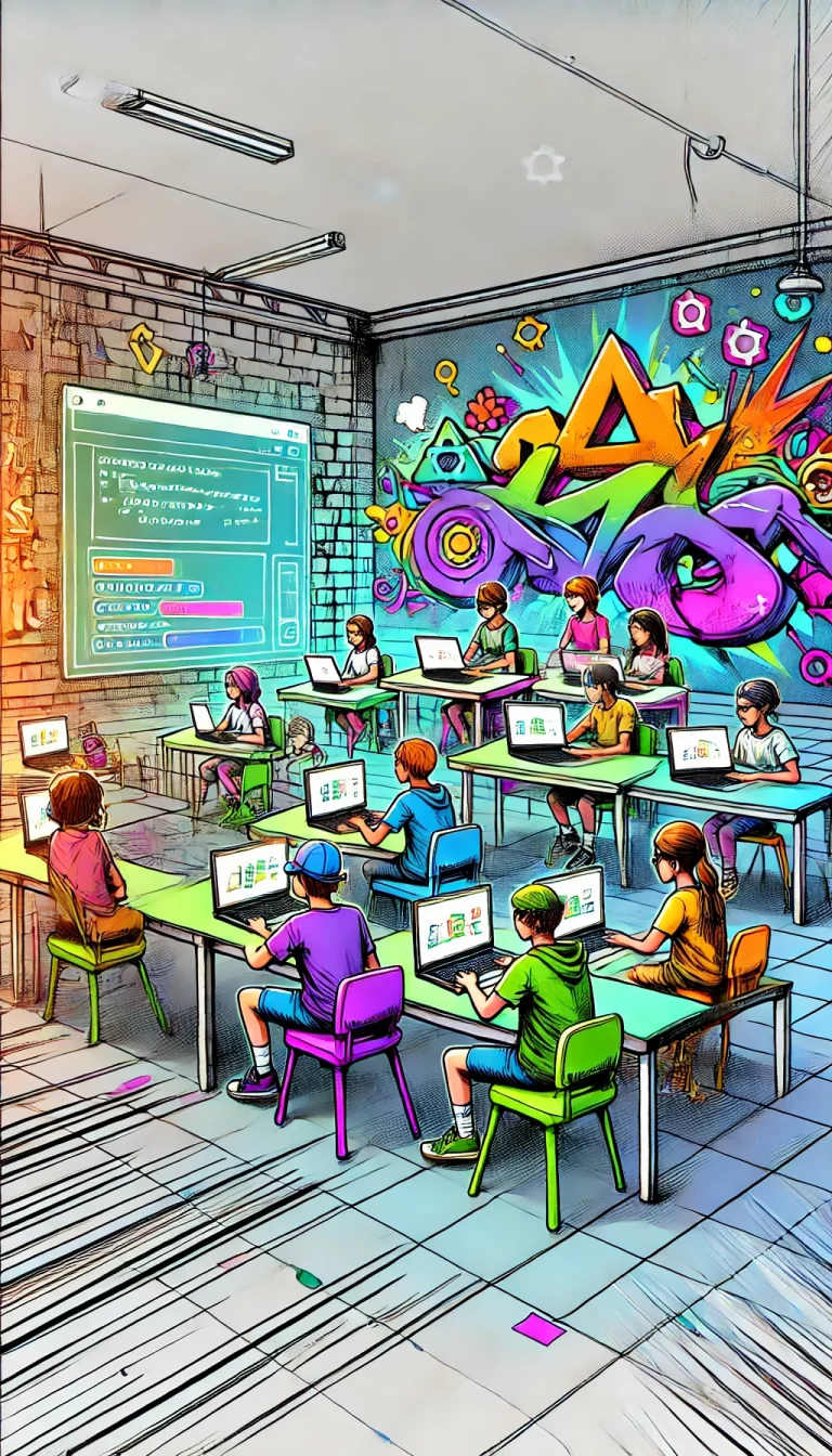 children learning in coding bootcamp