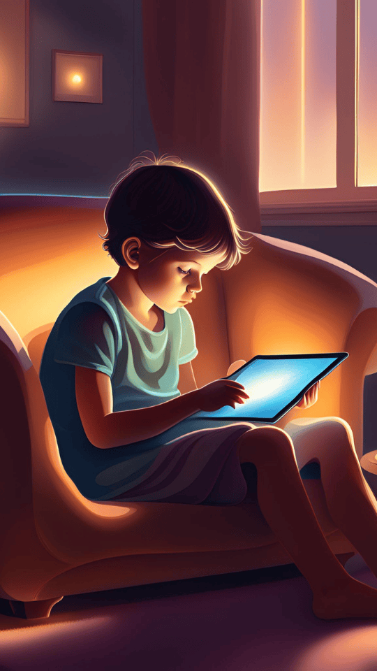 Un enfant absorbé par un écran, illustrant les signes de dépendance aux appareils numériques
